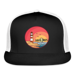 Load image into Gallery viewer, Lighthouse Summer Boom Bros Trucker Cap - black/white
