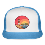 Load image into Gallery viewer, Lighthouse Summer Boom Bros Trucker Cap - white/blue
