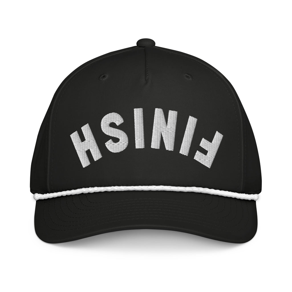 Finish First classic rope cap in black and white, front view