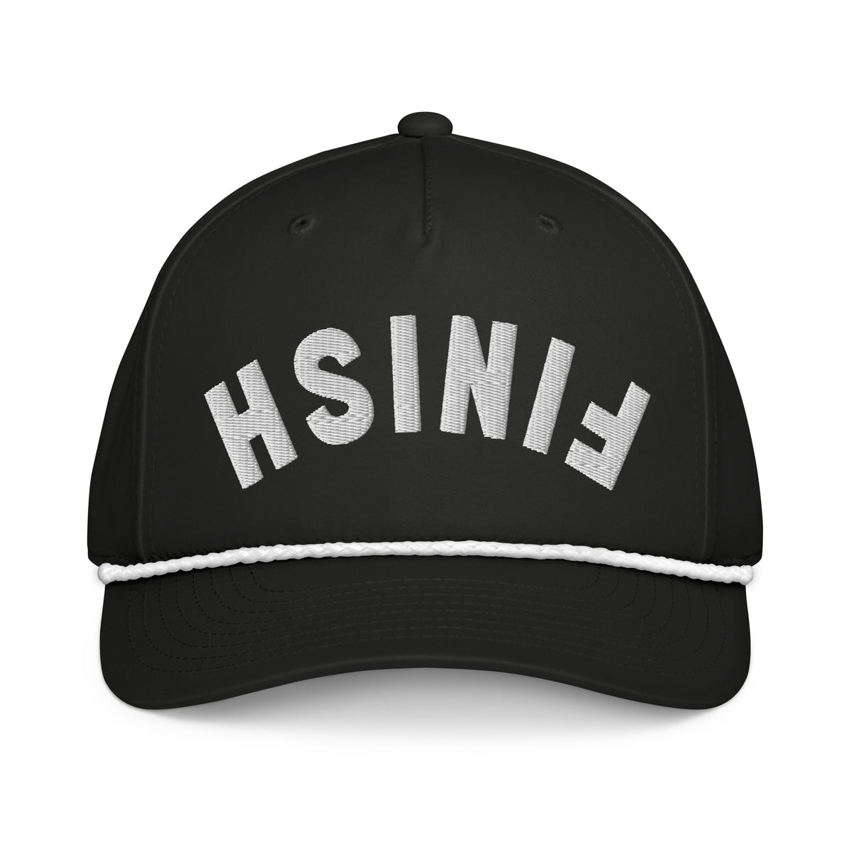Finish First classic rope cap in black and white, front view