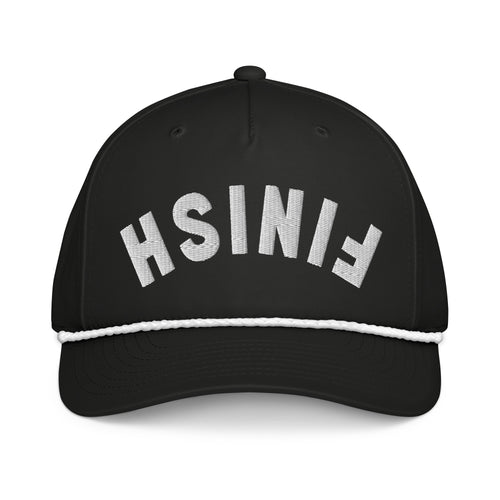 Finish First classic rope cap in black and white, front view