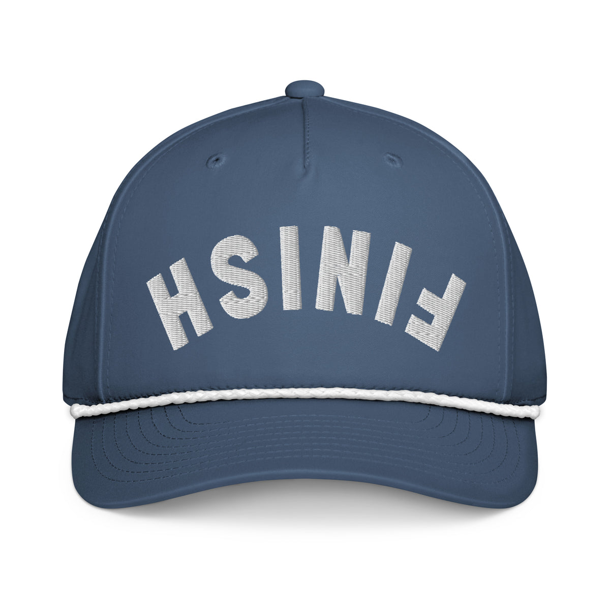Finish First classic rope cap in light blue and white, front view
