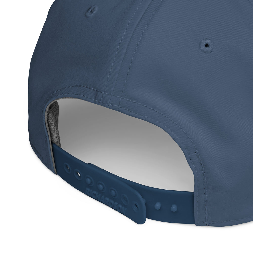 Finish First classic rope cap in light blue and white, close-up of the details