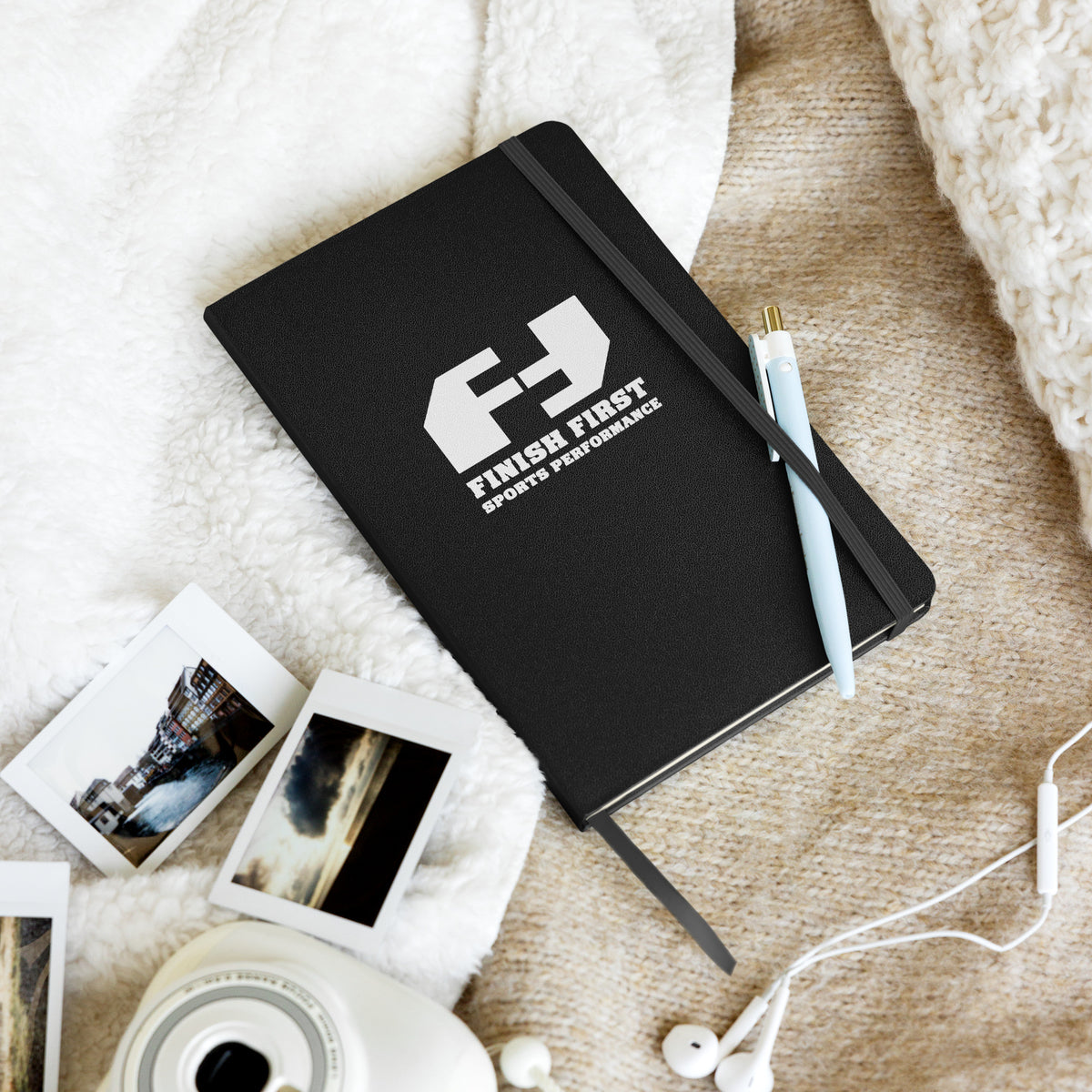 Finish First hardcover journal in black, front view