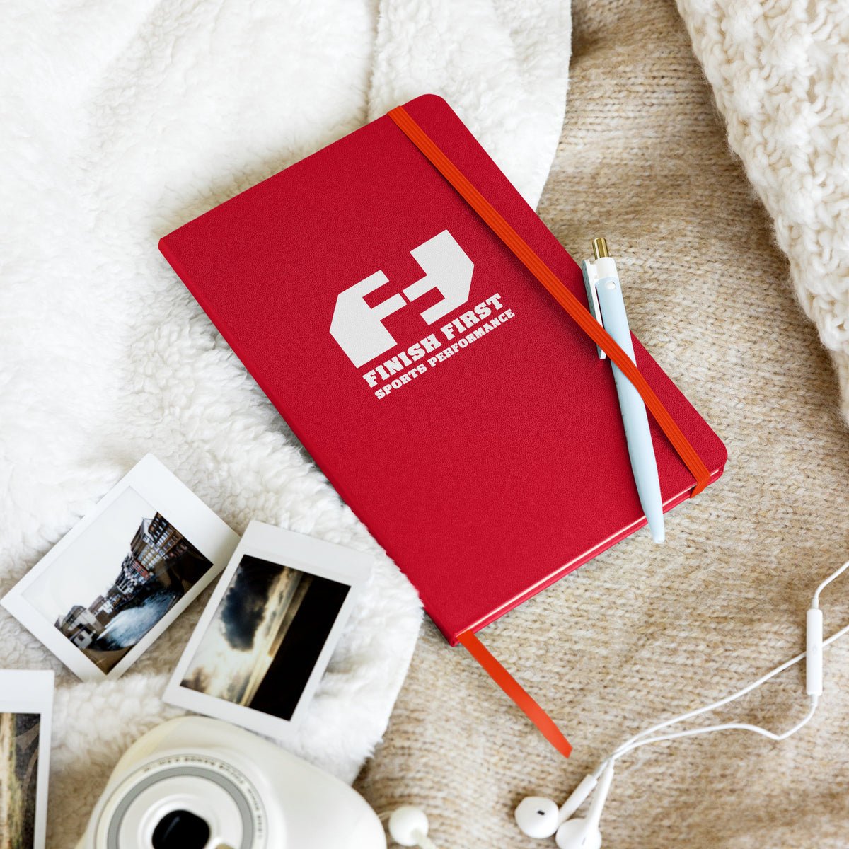 Finish First hardcover journal in red, front view