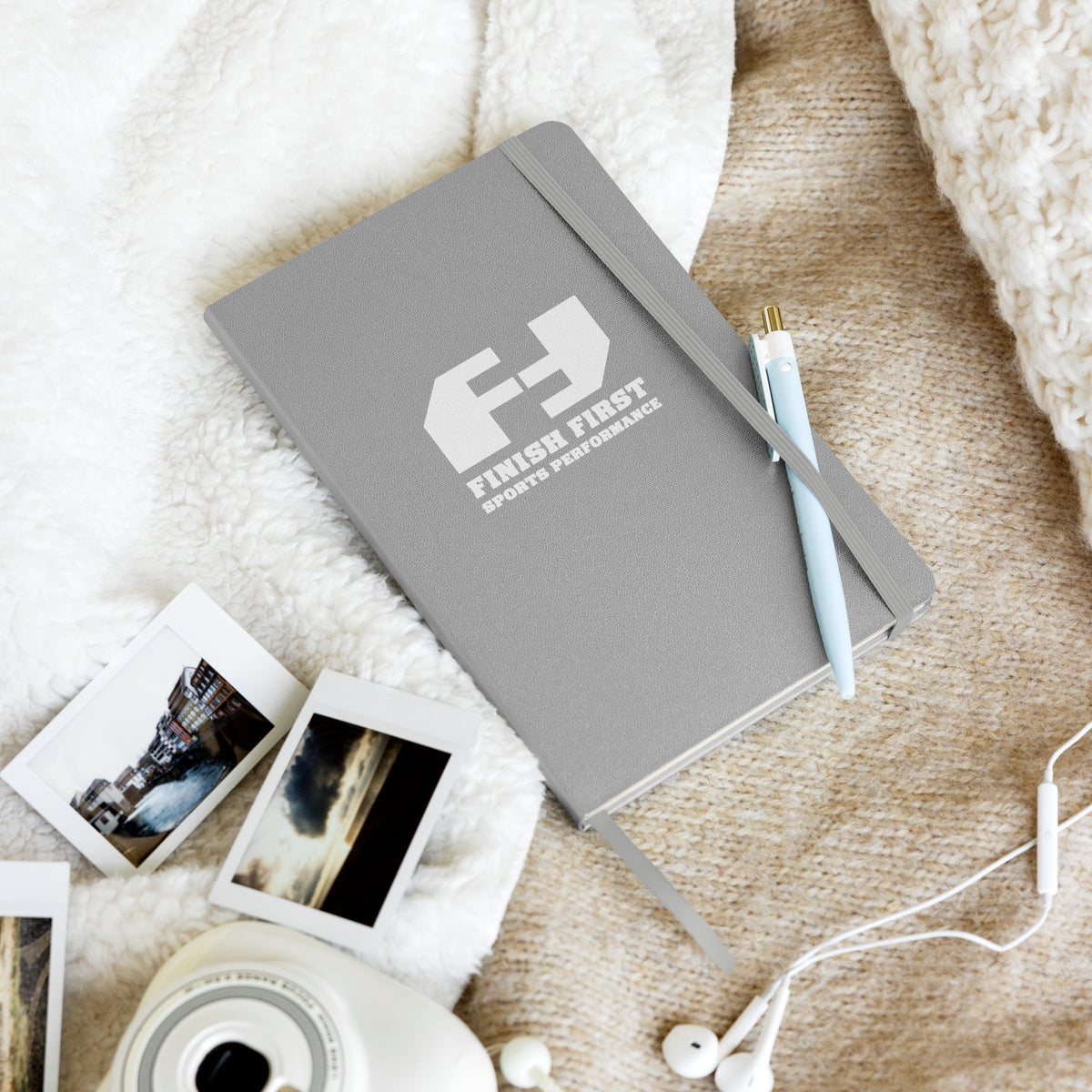 Finish First hardcover journal in silver, front view