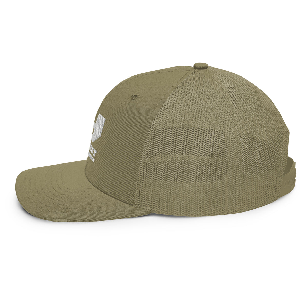 Finish First embroidered trucker cap in loden, left side view
