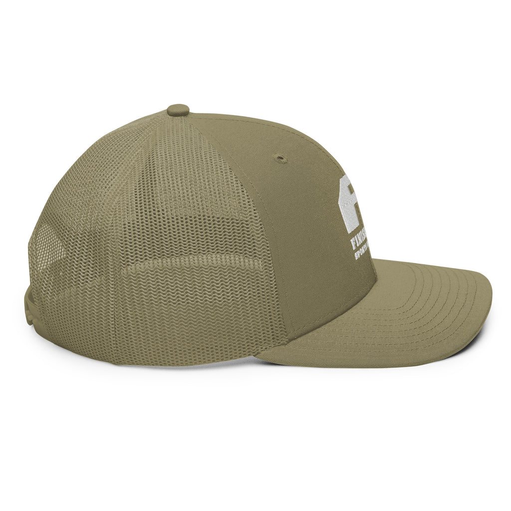 Finish First embroidered trucker cap in loden, right side view