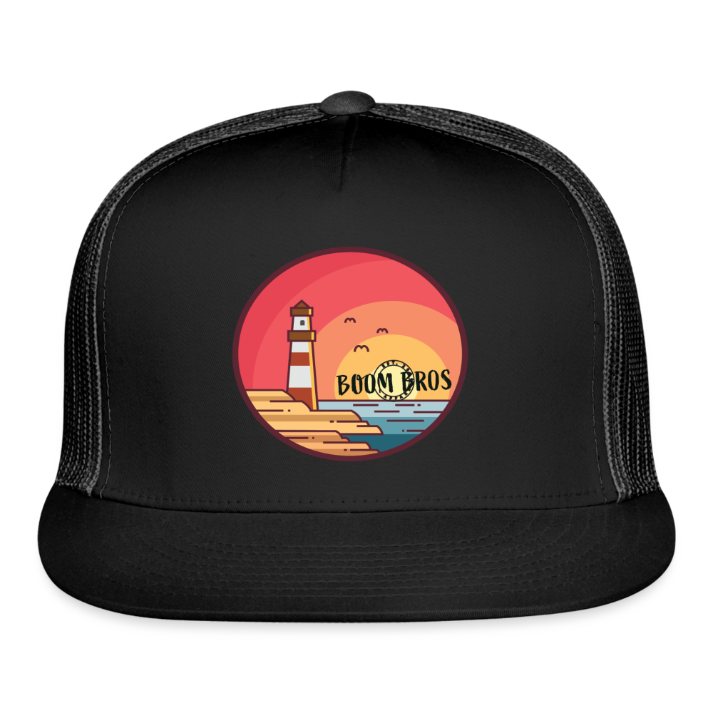 Lighthouse Summer Boom Bros Trucker Cap - black/black