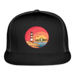 Load image into Gallery viewer, Lighthouse Summer Boom Bros Trucker Cap - black/black
