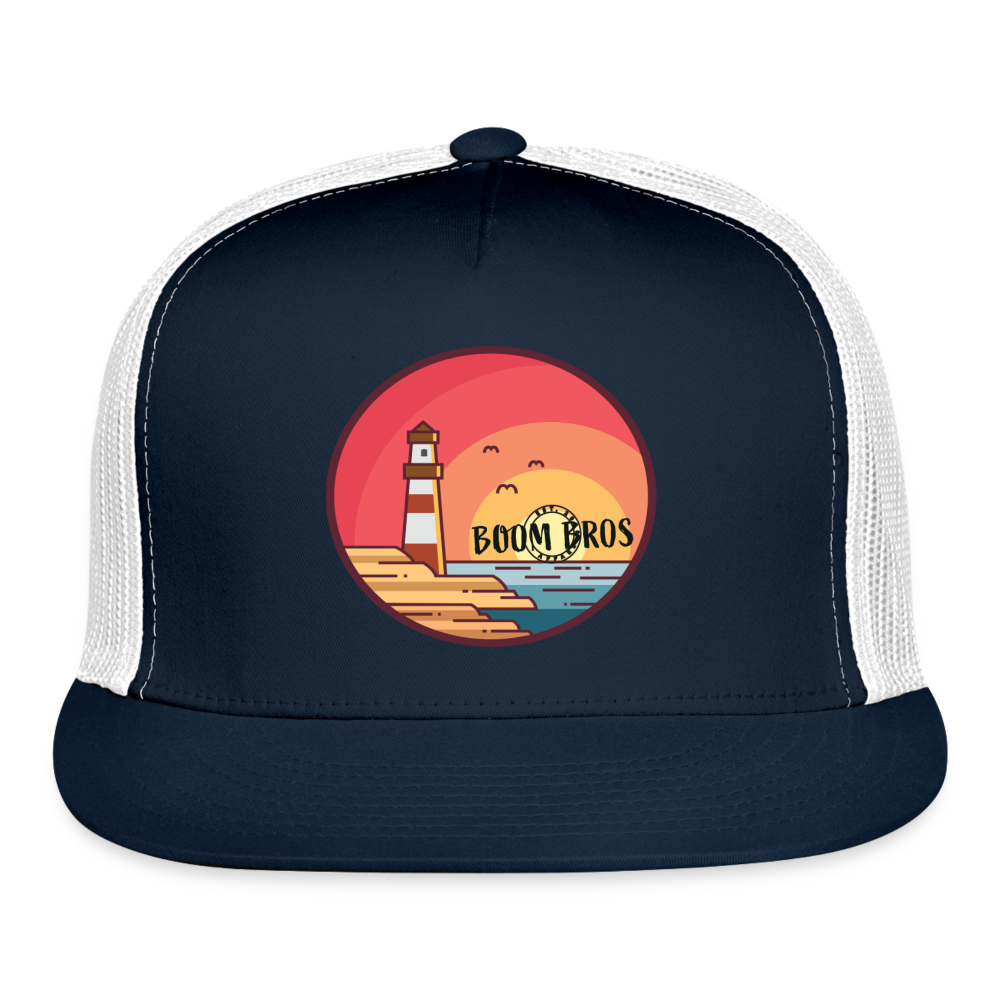 Lighthouse Summer Boom Bros Trucker Cap - navy/white