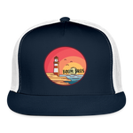 Load image into Gallery viewer, Lighthouse Summer Boom Bros Trucker Cap - navy/white
