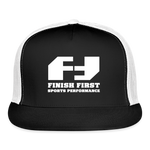 Load image into Gallery viewer, Finish First Foam Print Trucker Cap - black/white
