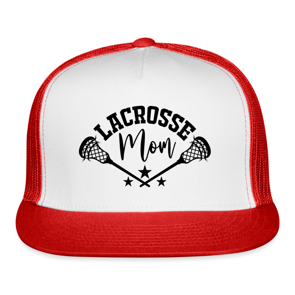 Lacrosse Mom Trucker Cap - white/red