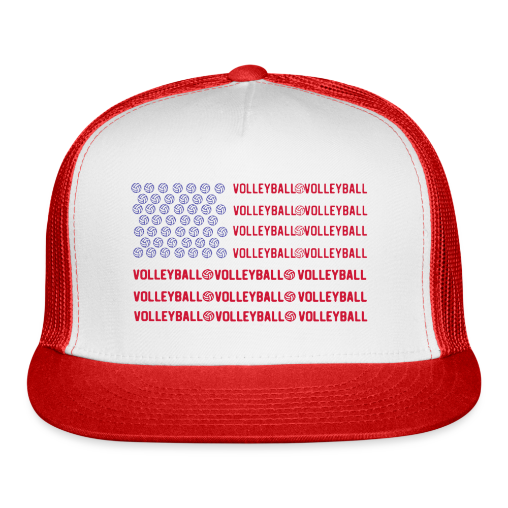 USA Volleyball Flag Trucker Cap - white/red