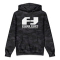 Finish First heavyweight hoodie in black camo, front view