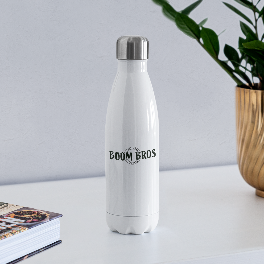 Boom Bros Apparel Logo Insulated Stainless Steel Water Bottle - white