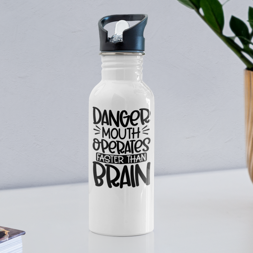 Danger Mouth Operates Faster Than Brain Water Bottle - white