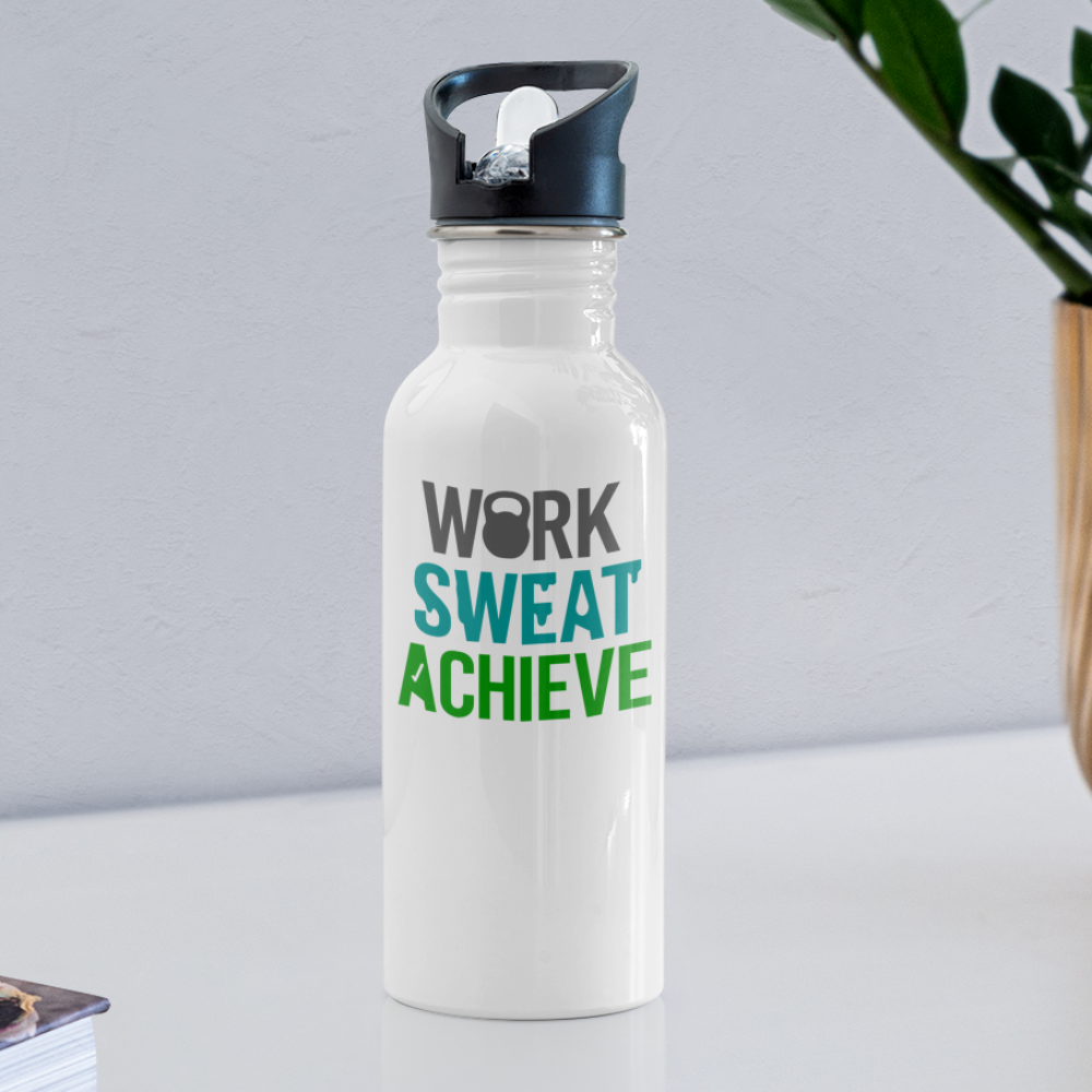 Work Sweat Achieve Water Bottle - white