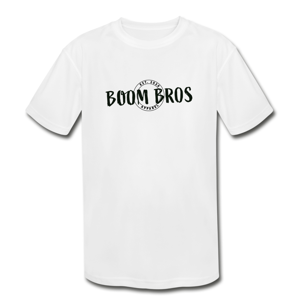 Boom Bros Dry Fit Kids' Moisture Wicking Performance T-Shirt - white