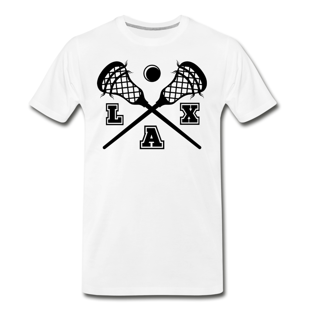 LAX Sticks Men's Premium T-Shirt - white