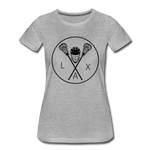 Load image into Gallery viewer, LAX Circle Logo Women’s Premium T-Shirt - heather gray
