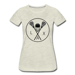 Load image into Gallery viewer, LAX Circle Logo Women’s Premium T-Shirt - heather oatmeal

