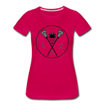 Load image into Gallery viewer, LAX Circle Logo Women’s Premium T-Shirt - dark pink
