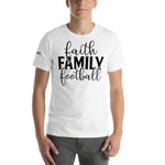 Load image into Gallery viewer, Faith. Family. Football. Men&#39;s Short-Sleeve T-Shirt
