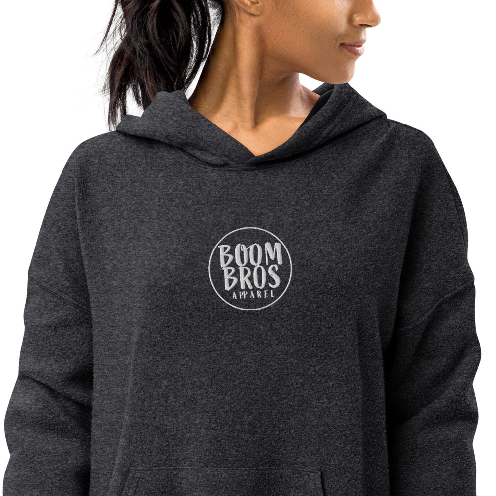 Boom Bros Stacked Circle Logo Embroidered Women's Sueded Fleece Hoodie