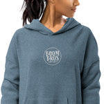 Load image into Gallery viewer, Boom Bros Stacked Circle Logo Embroidered Women&#39;s Sueded Fleece Hoodie
