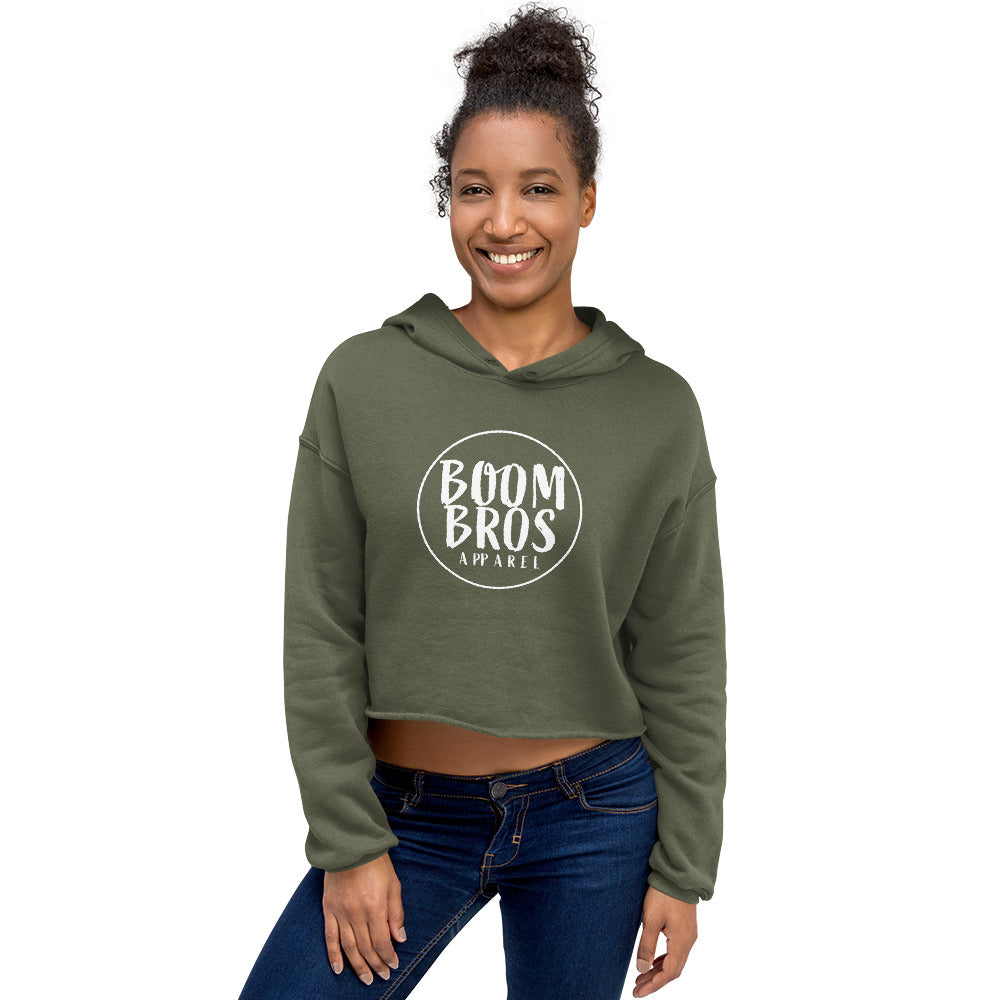 Boom Bros Stacked Circle Logo Crop Hoodie